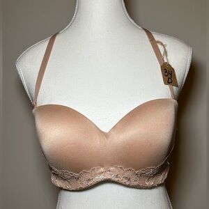 Victoria’s Secret Body by‎ Victoria Lined Strapless Bra Nude Beige Lace Trim 34D